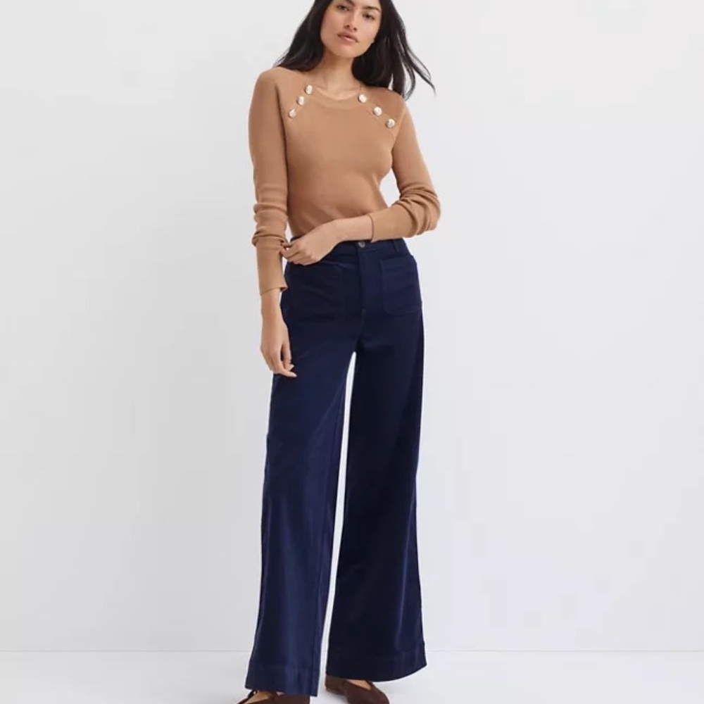 Anthropologie Corduroy Trousers, Navy Blue, Medium